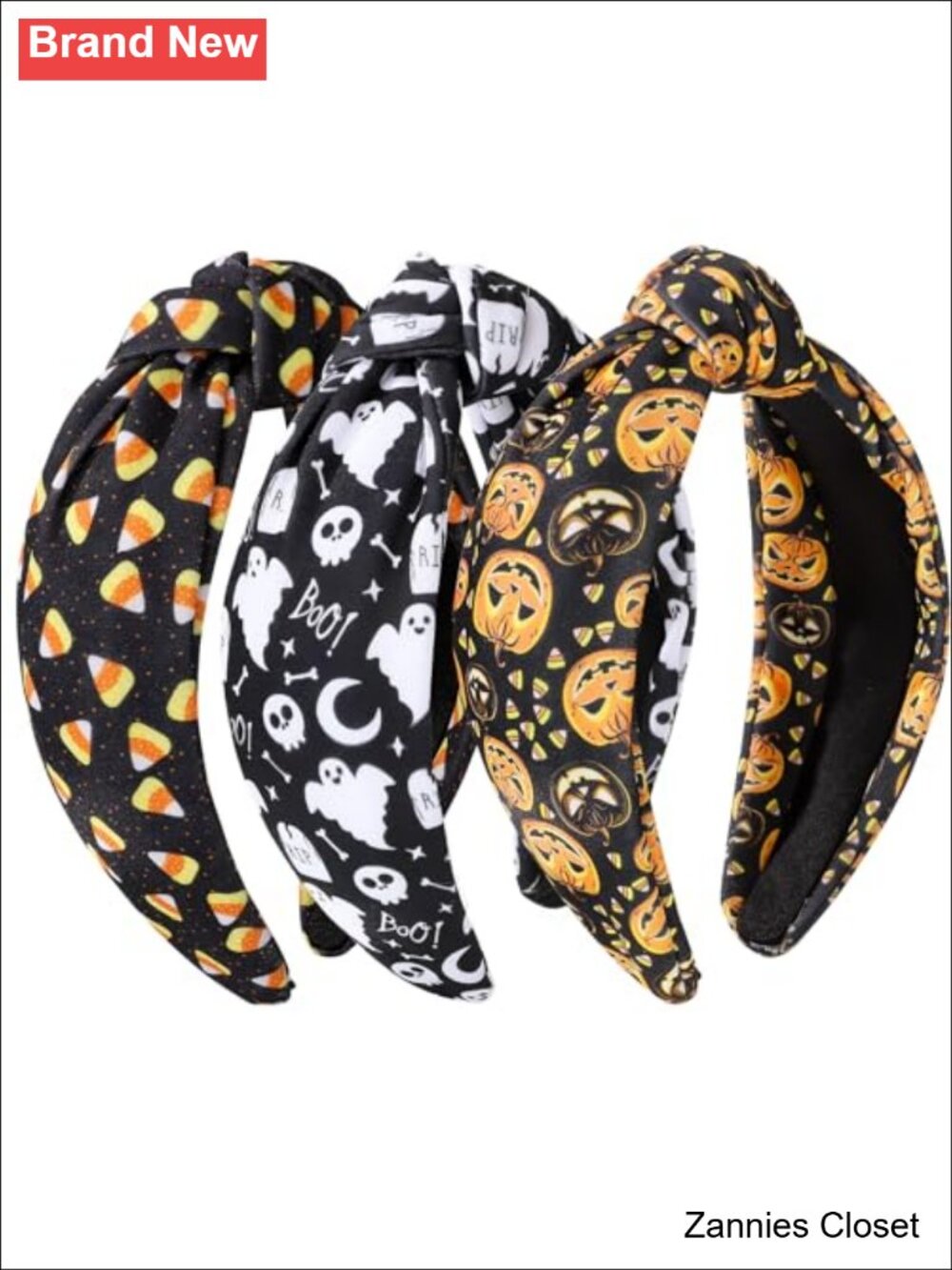 👻 3Pcs Halloween Headbands Ghost Pumpkin Knot Hair Hoops Festive Gift